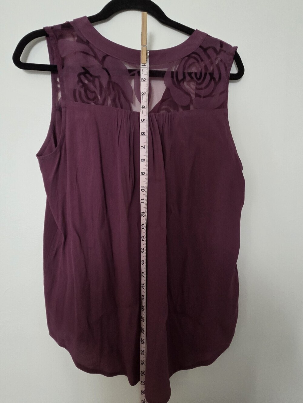 NWT 41 Hawthorne Sleeveless Sheer Blouse Large- Plum Button Up - Picture 4 of 8